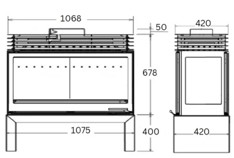 Liseo L11 LR Vulcan Side Glass Freestanding | On Fire