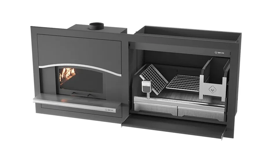 SAfire Pyro Wood Braai with Pizza Oven | On Fire